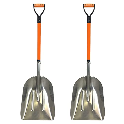 Ashman Aluminium 48 inch Snow Shovel with Large Head and Durable Handle (Scoop Shovel / 2 Pack)