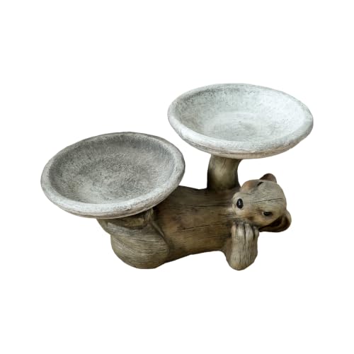16.3" Fibre Reinforced Concrete Outdoor Birdbath (16.3inches / wood color)