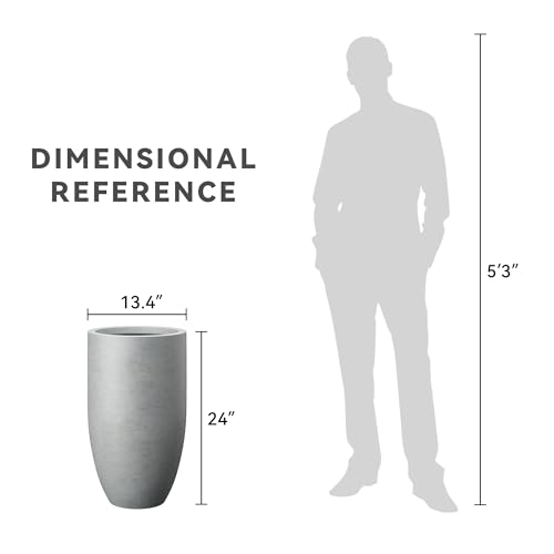 Large Round Tapered Pale Gray Concrete Planter 24" Tall
