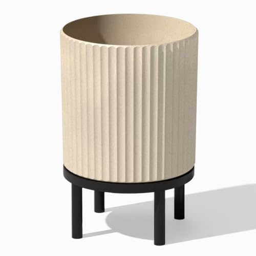Demi Series Round Planter w (Sand/Black / 16 inch)