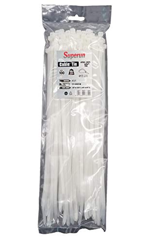 Clear Zip Ties 12 Inch 50 Lbs White Cable Ties 100 Pack (100 Count)