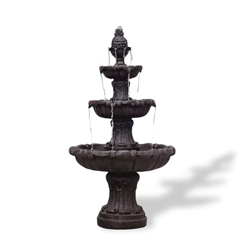 58.3" 3 Tier Outdoor Freestanding Water Fountain (Brown)
