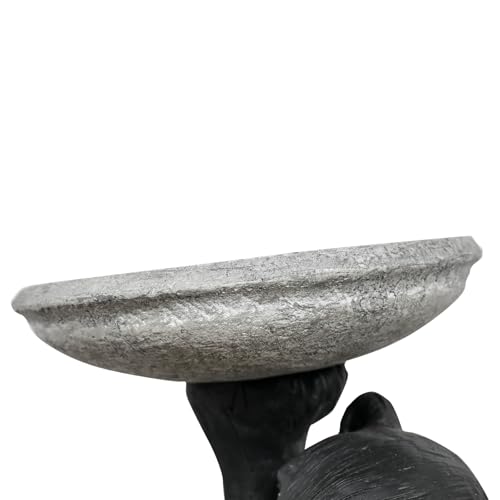 18" Fibre Reinforced Concrete Outdoor Birdbath (18"_bear / Black)