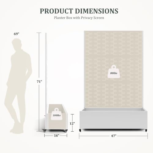 Metal Raised Garden Bed with Trellis and Wheels (White Brick / 71"x47")