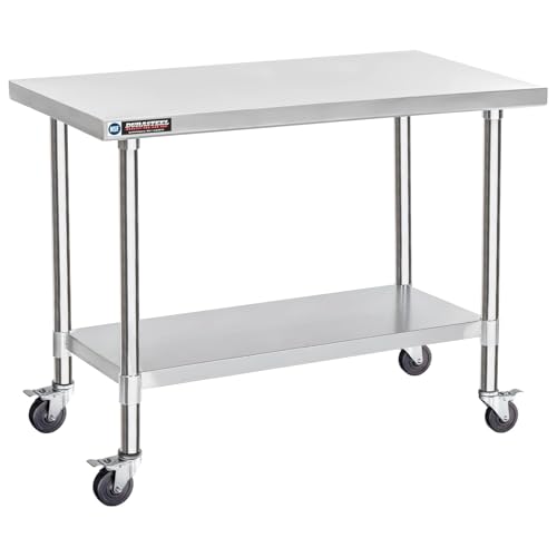 24x48 NSF Stainless Steel Cart Work Table (24" x 48" / Table Cart with Casters)