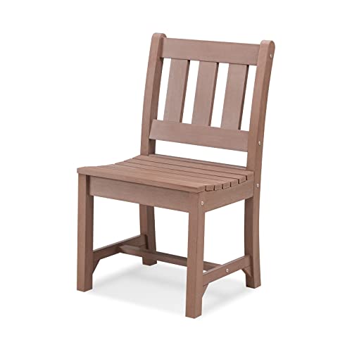 Poly Lumber Patio Dining Chair Outdoor Garden Armless Chair (Brown / 1-Person)