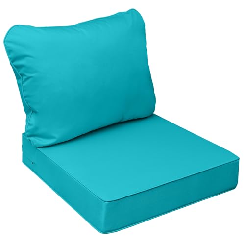 Outdoor Chair Cushions (Turquoise Blue / 25.5"x25.5"x5" / 25.5"x19")