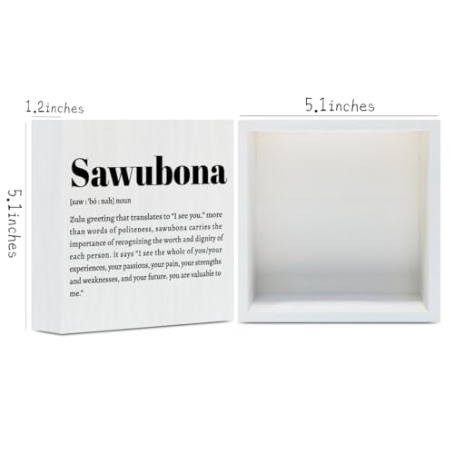 Sawubona Self Love Rustic Home Office Decor Wooden Box Sign (White 1240 / Wooden box（5.1 x 5.1 inches）)