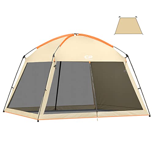 Screen House Tent 12 x 12 Ft Screened Mesh Net Wall Canopy (Beige-1 / 12'x12')