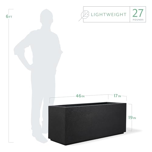 PolyStone 46" Large Rectangular Outdoor Planter Box (Black Granite)