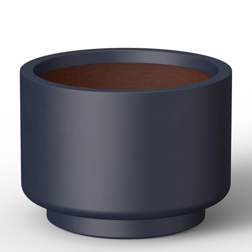 Accent Round Pedestal Charcoal Concrete Planter 12.6" Dia (Charcoal / 12.6"Dia x 9.1"H)