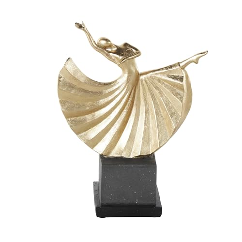 Polystone Dancer Decorative Sculpture Home Decor Statue with Black Square Base