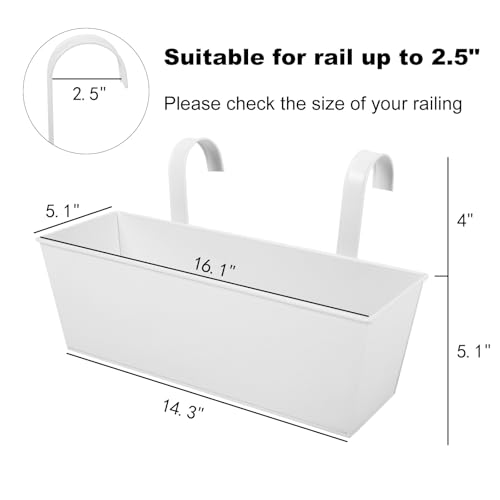 16 Inch Railing Planters Box Metal Hanging Flower Pot 5 Pcs (5 Count)