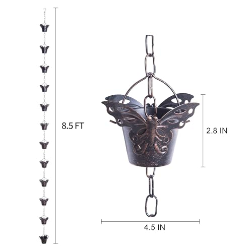 8.5FT Butterfly Rain Chain for Gutters (Butterfly)