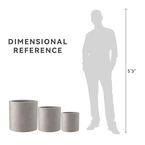 3 Pack 15.8" 12.9" 9.8" W Round Weathered Concrete Planters (3 Count)