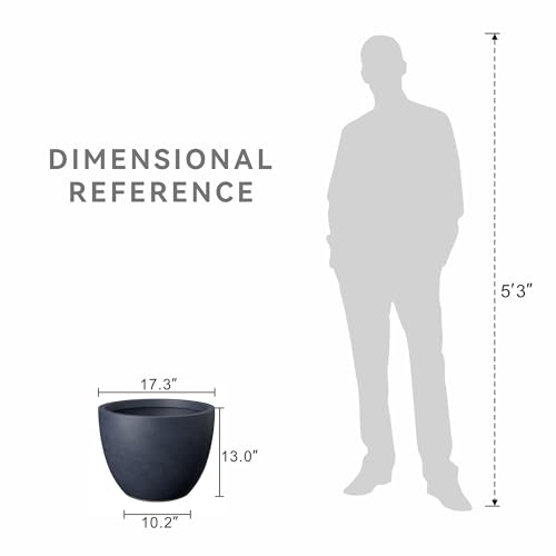 Accent Round Tapered Charcoal Concrete Planter 13" Tall (Charcoal / 17.3"w x 13"h)