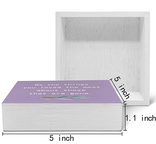 Be the Things You Loved the Most About Those That are Gone Wood Box Sign Desk Decor (Purple / 5 x 5 inches)