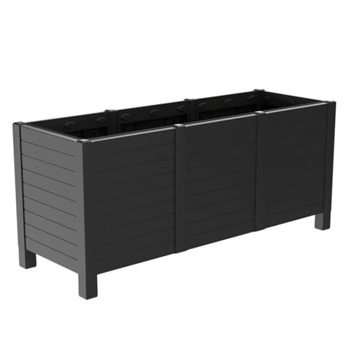 17-Inch x 48-Inch Raised Garden Trough Box with Tool-Free Connect System and Crafted from Recycled Materials, for Patios or Decks, Black (Black / Trough)