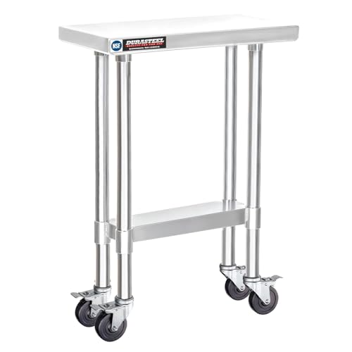 24x12 NSF Stainless Steel Cart Work Table (24" x 12" / Table Cart with Casters)