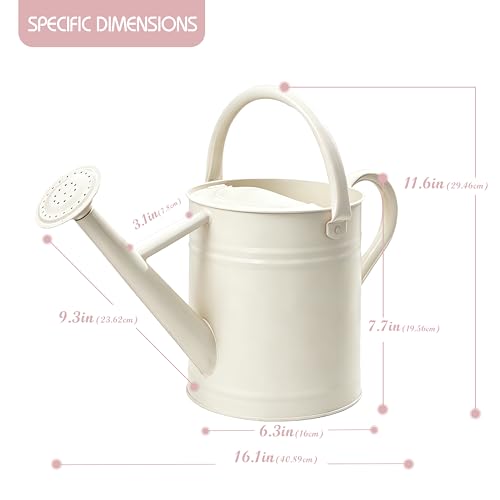 Metal Watering Can for Outdoor Plants (Cream White)