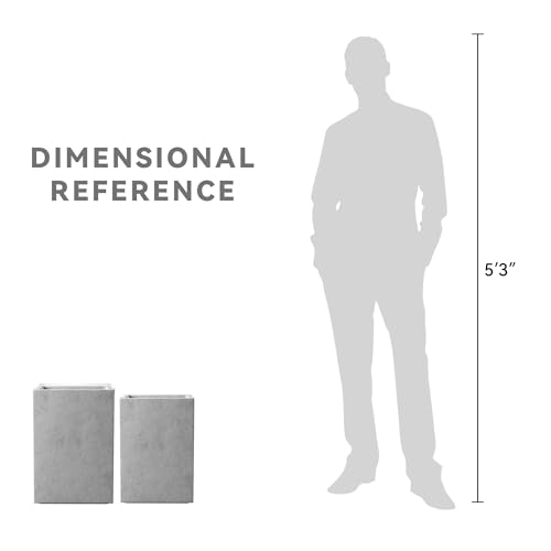 2 Pack 19" 16" Tall Square Pale Gray Concrete Planters Home & Outdoor (Natural Concrete / 18.5" H, 15.7" H)