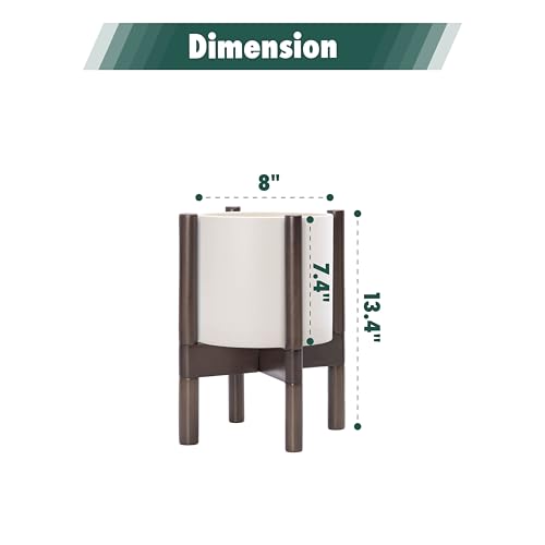 Plastic Pot with Walnut Wood Stand (Oatmeal Pot + Walnut Color Stand / 8 Inch)