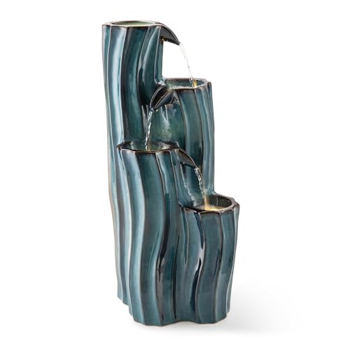 30" Tall Outdoor Water Fountain with LED Light (30"H / Turquoise)