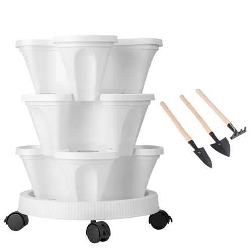 Vertical Planter Tower (White / 3 Tier)
