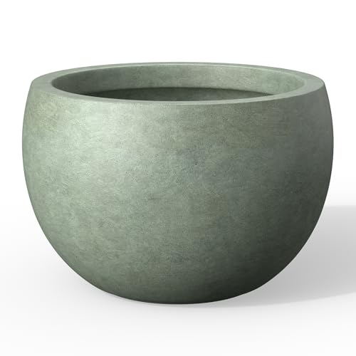 Accent Round Bowl Mint Green Concrete Planter 15.7" Dia