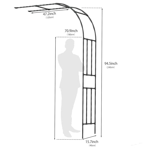 Half Garden Arch Trellis (Half Arch / 47.2 inch Length - Black)
