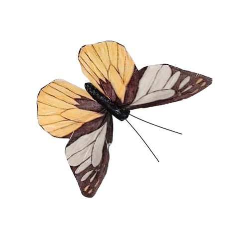 Artificial Feather 3D Butterfly Party Decorations Set of 12 with Clip 6 Color Ornaments for Home Decoration (B Clip)