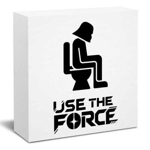 Bathroom Decor Use The Force Wooden Box Sign 5 x 5 Inches (White 1618 / Wooden box（5.1 x 5.1 inches）)