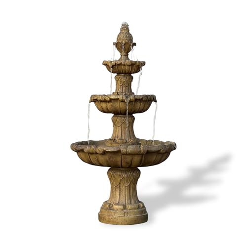 58.3" 3 Tier Outdoor Freestanding Water Fountain (Beige)