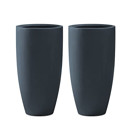 23.6" H Charcoal Concrete Tall Planters Two Pack (Charcoal / 23.6"H Two Pack)