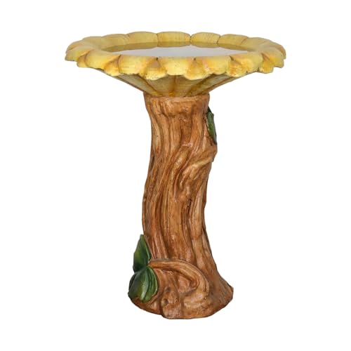 24.4" H Sunflower Bird Bath Outdoor (Sunflower Yellow)