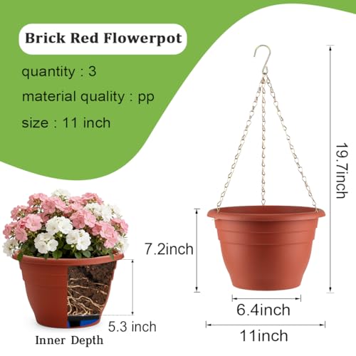 Hanging Planters 11 Inch (Red / 11 Inch-3P)