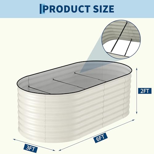2 Pack 6X3X2ft Galvanized Raised Garden Bed (Beige-oval / 6x3x2ft 2pcs)