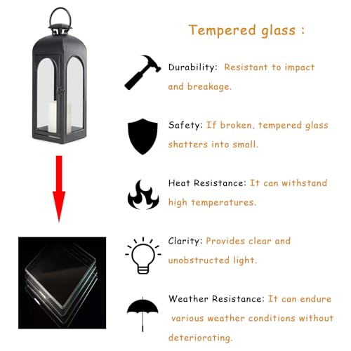 Decorative Outdoor Lantern Candle (Black Lantern Remote Control / 16 Inch)