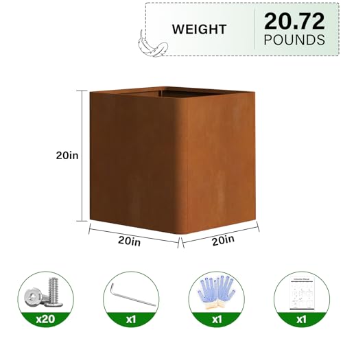 Corten Steel Planters 20 Inch (Corten / 20"L x 20"W x 20"H)