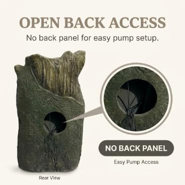 Solar Outdoor Water Fountain (Wooden Solar Powered - 24.4 Inch)