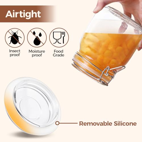 Square Glass Pantry Jars with Airtight Lids 34 oz 3 Pack Coffee (34 fl oz x 3)