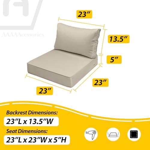 Outdoor Chair Cushions (Khaki Beige / 23"x23"x5" / 23"x13.5")