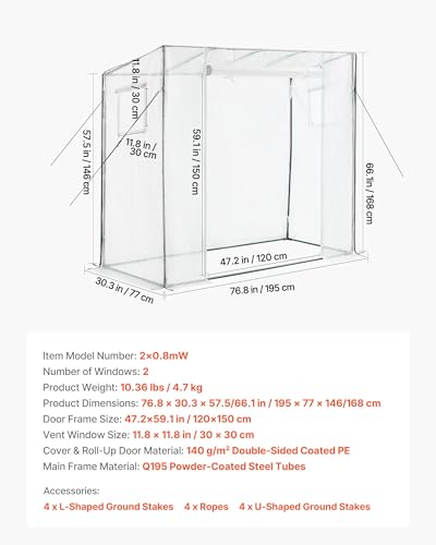 Walk in Greenhouse (White / 6.4x2.5x5.5 ft)