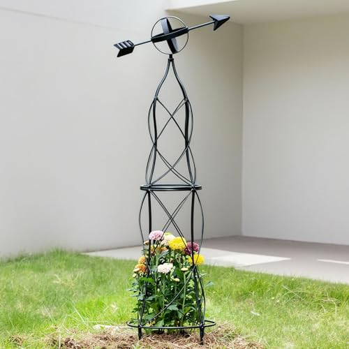 41" Obelisk Trellis for Climbing Plants (black-41"x10")