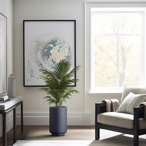 Small Round Tapered Charcoal Concrete Planter 15.7" Tall (Charcoal / 9.8"Dia x 15.7"H)