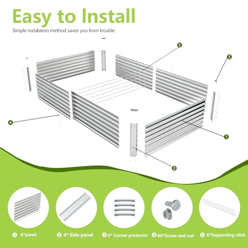 8x4x2FT Galvanized Raised Garden Bed