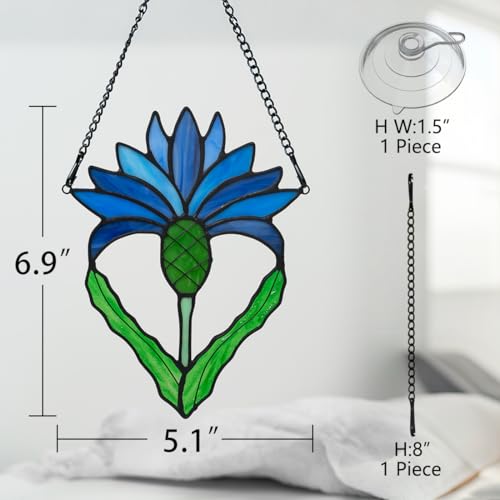 Flower Stained Glass Scottish Thistle Suncatcher for Window Gifts (D)