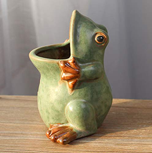 Ceramic Frog Shaped Plant Pot Bonsai Flower Pot ucculent Planter Multipurpose Pot Garden Outdoor Decor Outdoor Planter Plants Patio Balcony Yard Lawn Ornament Gifts for Women