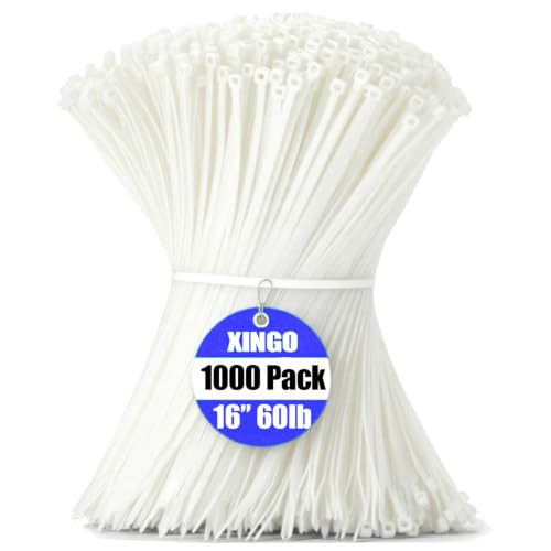1000 PCS White Zip Ties 16 Inch (White / 16 Inch)
