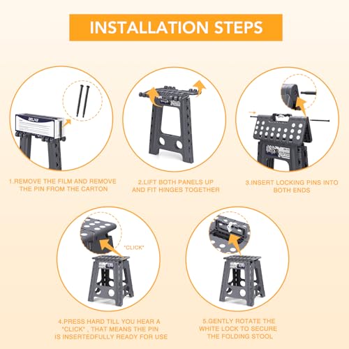 16 Inch Folding Step Stool (Dark Grey / 16 Inch)